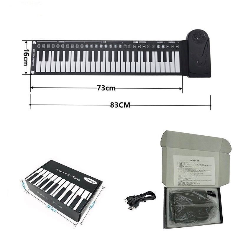 TASX Hand Roll Piano Pads Flexible Battery USB Powered (49 Keys)