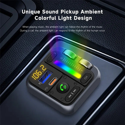 TASX MT04 Car Bluetooth Adapter FM Transmitter HiFi MP3 Player with Type-C + USB Car Charger