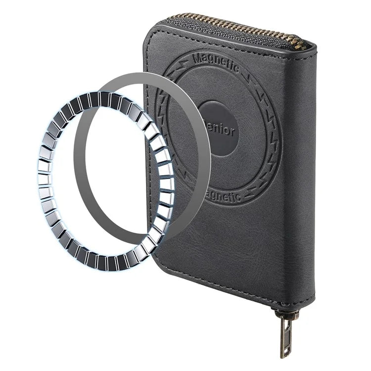 DENIOR V17 Zipper Card Case – MagSafe-Compatible Leather Phone Card Holder & Stand