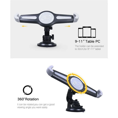 TASX A6184 360° Rotating Car Dashboard & Windshield Suction Cup Tablet Holder (7-11 inch)