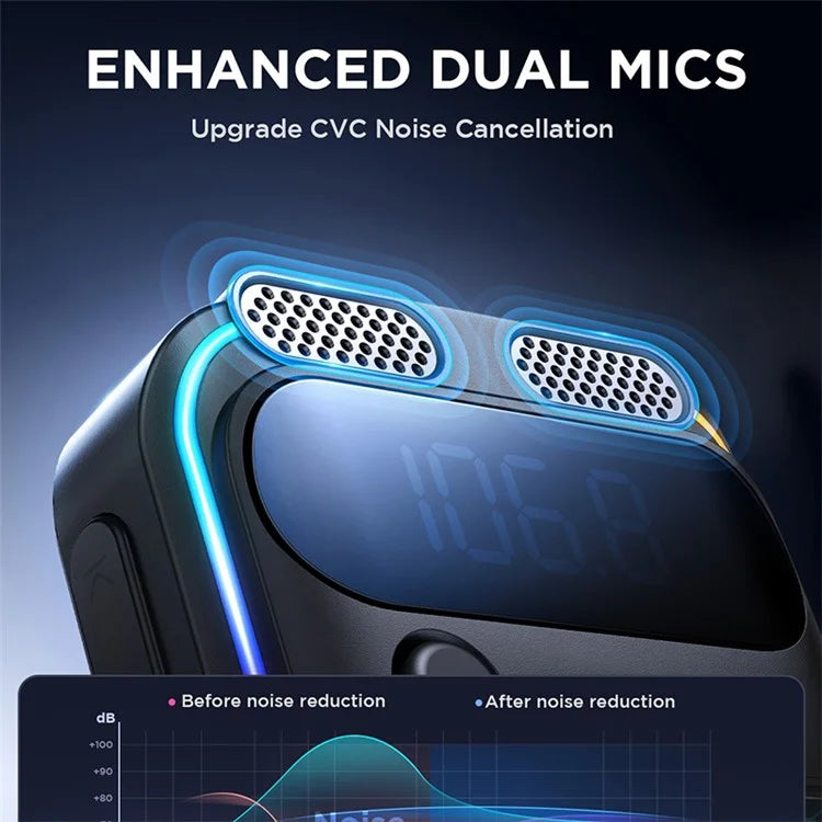 JOYROOM JR-CCB01 Bluetooth FM Transmitter 48W Car Charger with Dual Microphones & Hands-Free Calling