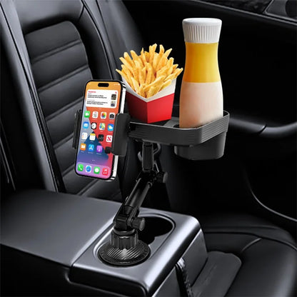 TASX SB-6088 Car Cup Holder Tray with 360° Rotating Table and Phone Stand