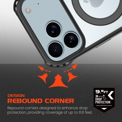 REDEFINE Rebound Magnetic Drop Protection Case for iPhone 17 | 9.8ft Shockproof Clear Cover (Black)