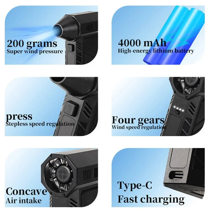 TASX S7 Handheld Mini Turbo Fan with Brushless Motor and High-Power Blower