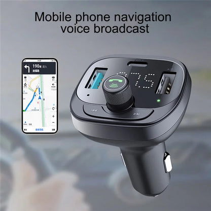 LOHEE S-21 Bluetooth Car Charger Adapter FM Transmitter with QC3.0 USB Fast Charging, TF CardU-disk, and BT Music Player