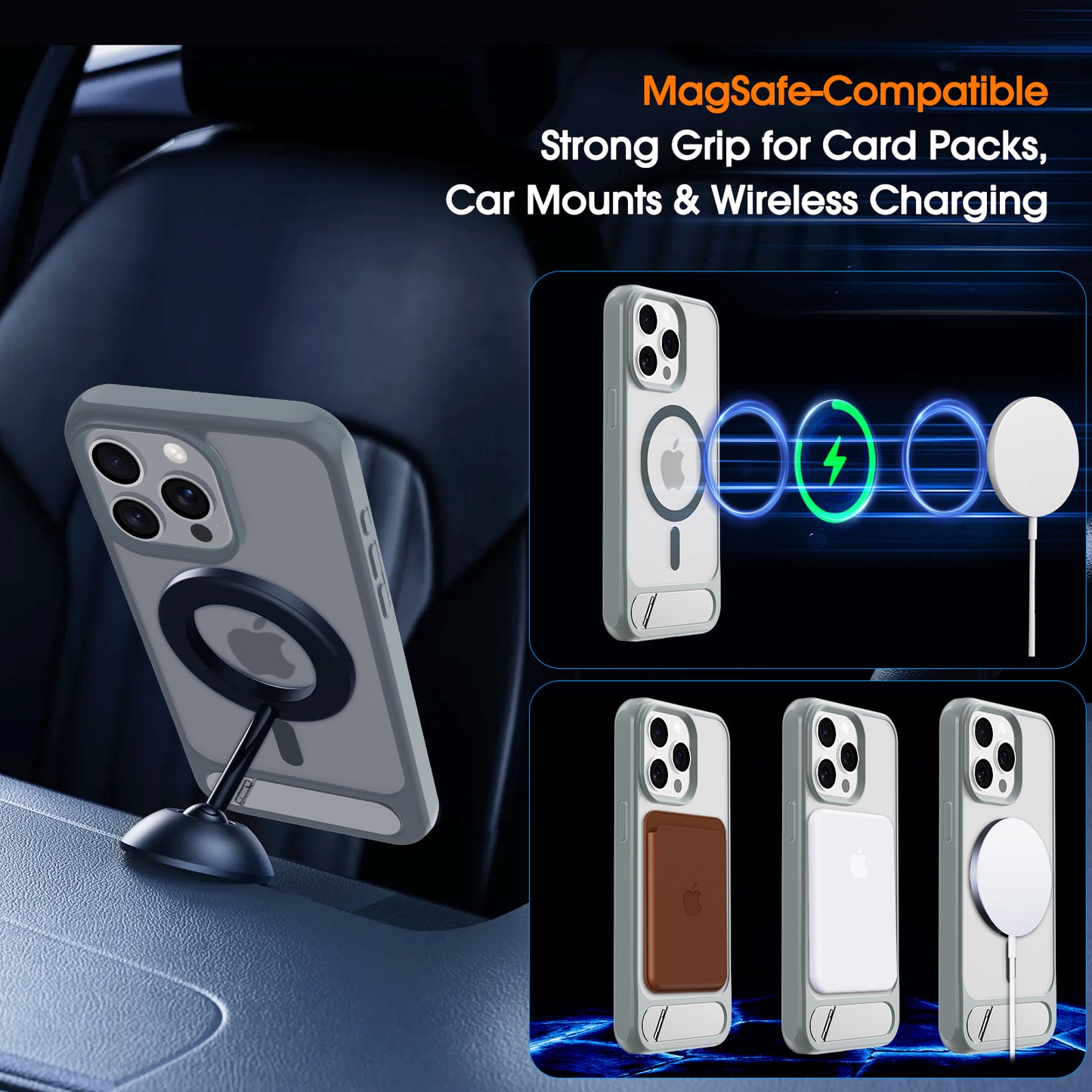 Case It IPhone 15 Pro MetalEase Metal Kickstand Soft Grip Matte Case