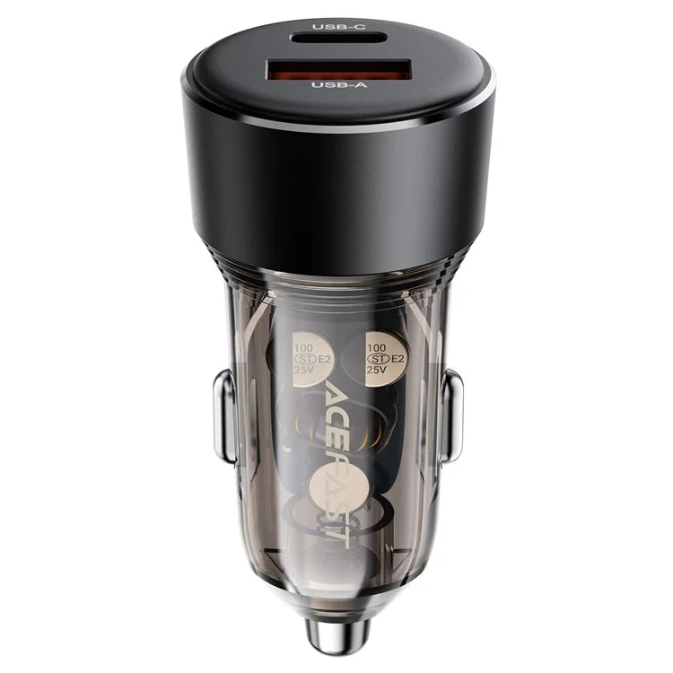 ACEFAST B12 60W USB-A + Type-C Car Charger Cigarette Lighter Fast Charging Adapter