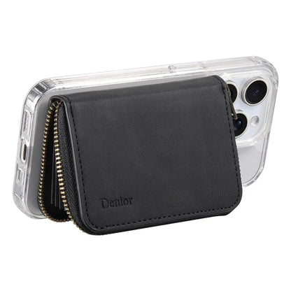 DENIOR V17 Zipper Card Case – MagSafe-Compatible Leather Phone Card Holder & Stand