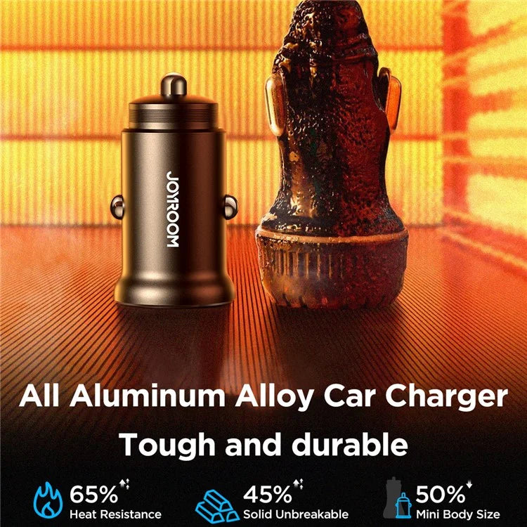 JOYROOM CCN06 Mini 30W Dual Type-C Aluminum Alloy Car Charger PD Fast Charging Adapter