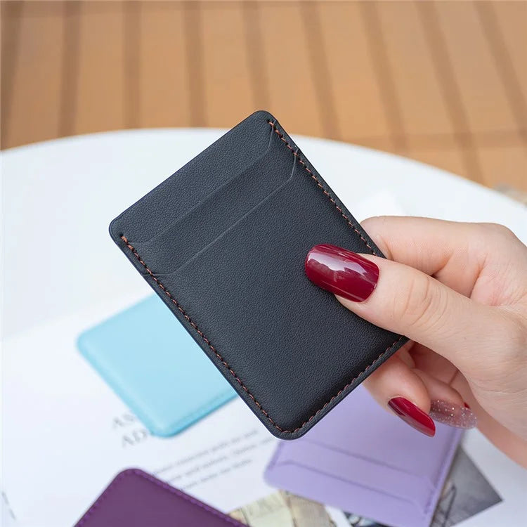 TASX BFK12 Stick-On Card Holder – Litchi Leather Credit Card Sleeve for Phone