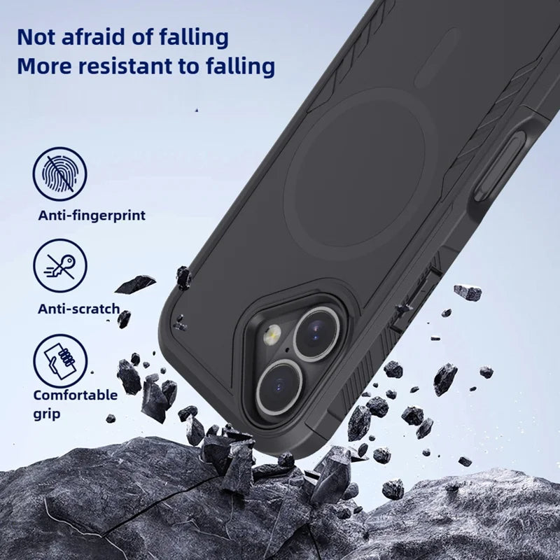 IPhone 17 Shockproof Robot Armor Case with Belt Clip & MagSafe | Rugged Dual-Layer Protection