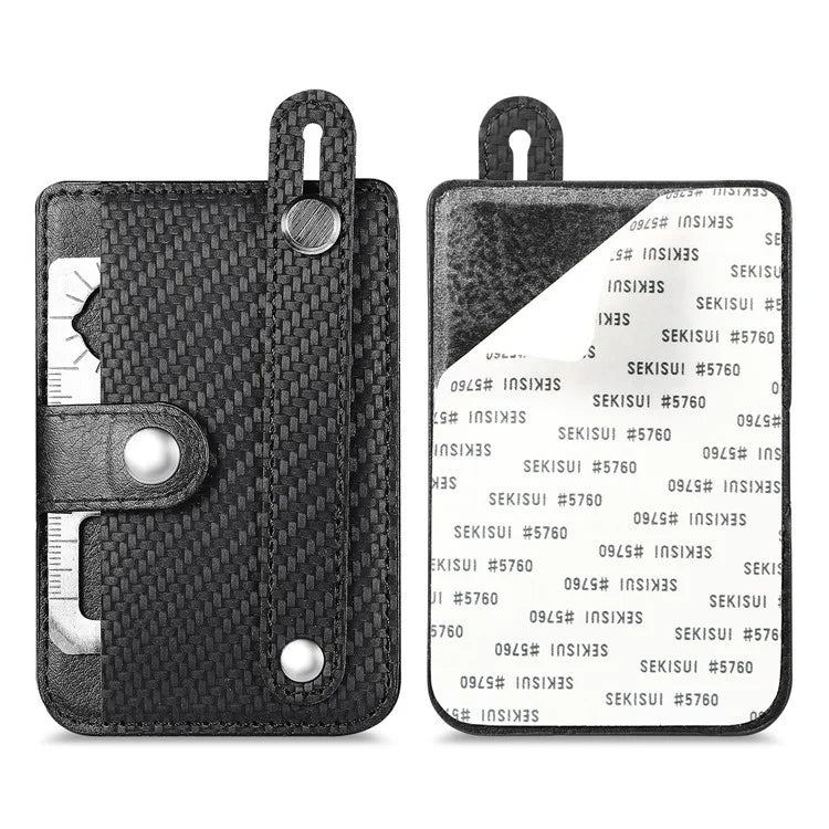 TASX Carbon Fiber Phone Card Holder – Leather Bag with Wristband, Kickstand & Card Knife