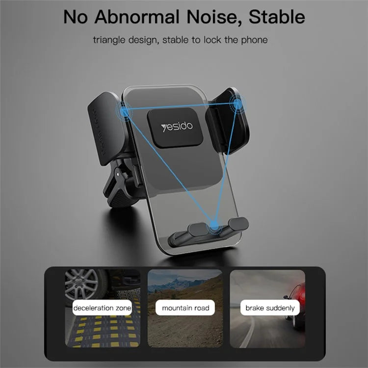 YESIDO C163 Car Phone Holder – Air Outlet Mount with Transparent Panel