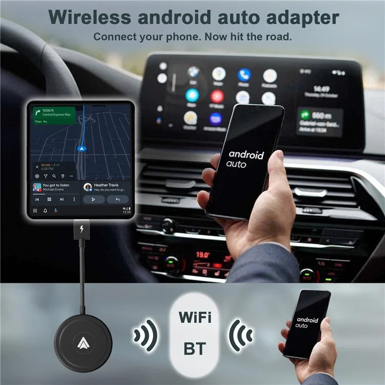 TASX THT-020-5+ Android Auto Wireless Converter, Wired to Wireless Adapter, USB/Type-C Interface Support