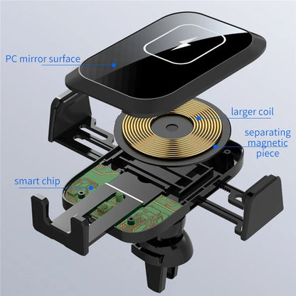 TAS Wireless Charger Phone Mount with Air Vent Holder, Dashboard Stand