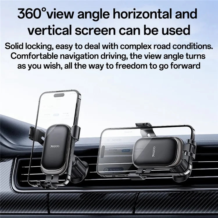 YESIDO C247 Gravity Sensing Car Phone Holder – Air Vent Mount Clamp