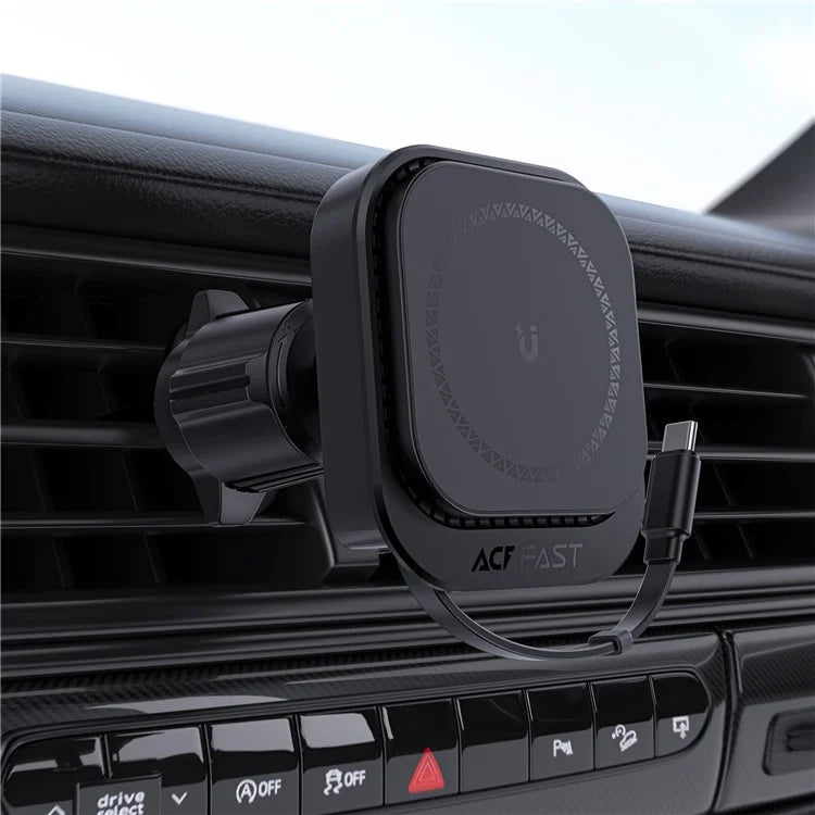 ACEFAST D32 MagSafe Car Air Vent Phone Wireless Charger with Retractable Cable