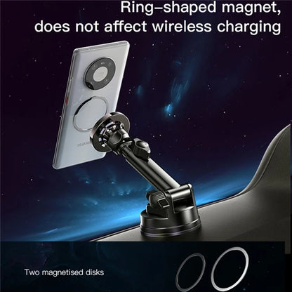 YESIDO C158 Ring-Shaped MagSafe Car Mount – Suction Cup Holder with Air Outlet Clip