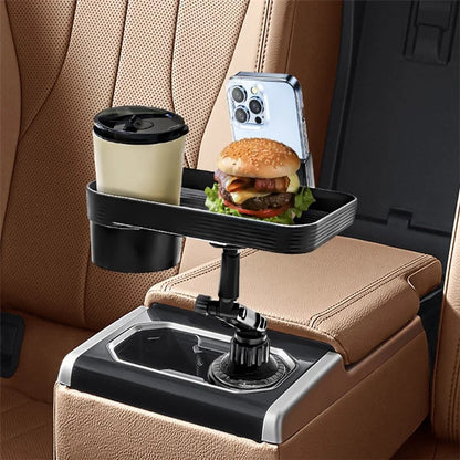 TASX SB-6088 Car Cup Holder Tray with 360° Rotating Table and Phone Stand