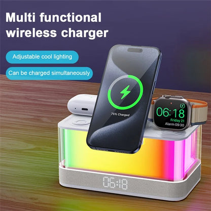 TASX QXF-R8 Bluetooth Speaker with Clock, Light & Wireless Charger