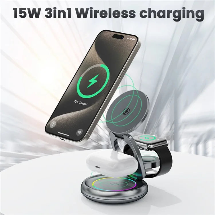TASX LFX-208 RGB 3-in-1 Wireless Charger 15W Fast Wireless Charger