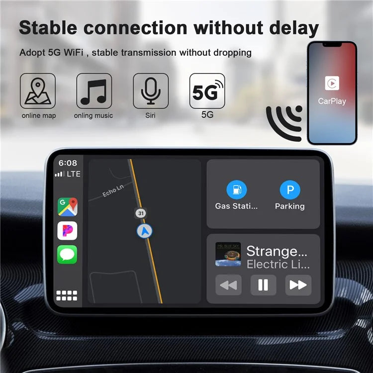 TASX THT-020-2 iP Wireless CarPlay Converter Dongle for Wired CarPlay, Plug & Play