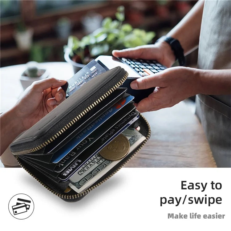 DENIOR V17 Zipper Card Case – MagSafe-Compatible Leather Phone Card Holder & Stand