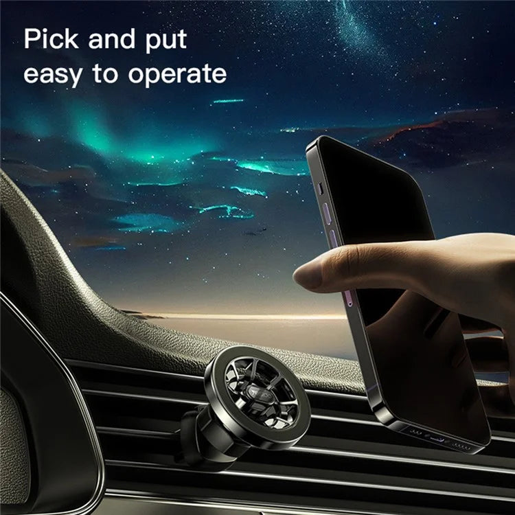 YESIDO C158 Ring-Shaped MagSafe Car Mount – Suction Cup Holder with Air Outlet Clip