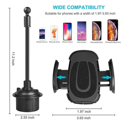 TASX A166 360° Rotation Adjustable Cup Holder Phone Mount with Removable Long Neck