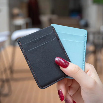 TASX BFK12 Stick-On Card Holder – Litchi Leather Credit Card Sleeve for Phone