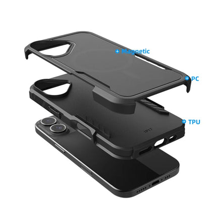 IPhone 17 Shockproof Robot Armor Case with Belt Clip & MagSafe | Rugged Dual-Layer Protection