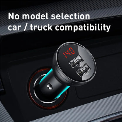 BASEUS 24W Dual USB Car Charger – 4.8A Quick Charge Adapter with Digital Display