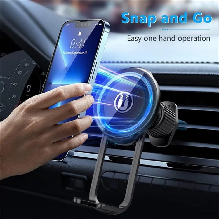 TASX LE-11 Car Phone Holder – 360° Rotating MagSafe Mount with Air Vent Clip