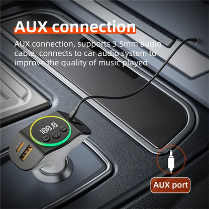 TASX C8 Dual USB Car Charger with Bluetooth 5.3 Receiver, Hands-Free Calling, and AUX Port
