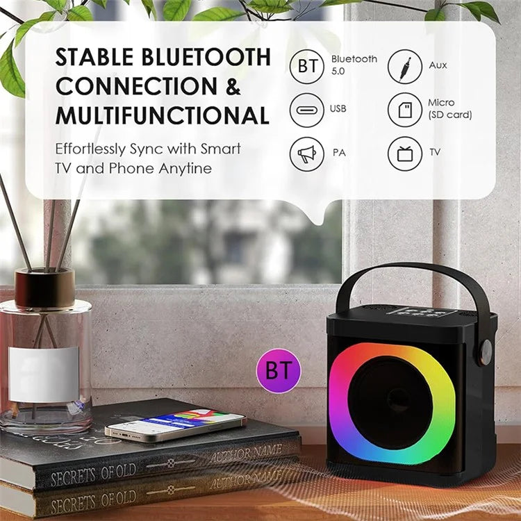 TASX YS307 Home RGB Light Karaoke Bluetooth Speaker with Microphones