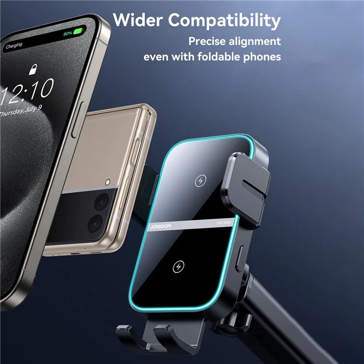 JOYROOM 15W Dual Coil Dashboard Wireless Car Charger LED Light JR-ZS246S