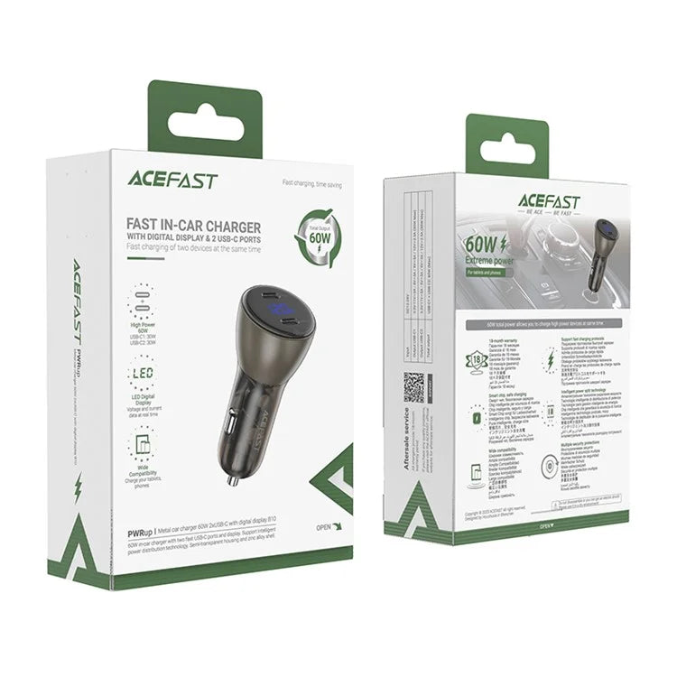ACEFAST B10 60W Dual Type-C PD Fast Car Charger