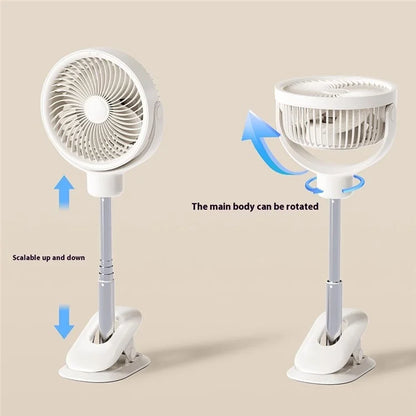 TASX RD12 Rechargeable Clip-On Desk and Telescopic Floor Fan with Rotating Design