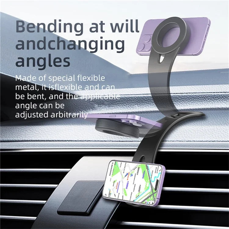 TASX D1 MagSafe Flexible Aluminum Car Phone Holder – Bendable Dashboard Mount