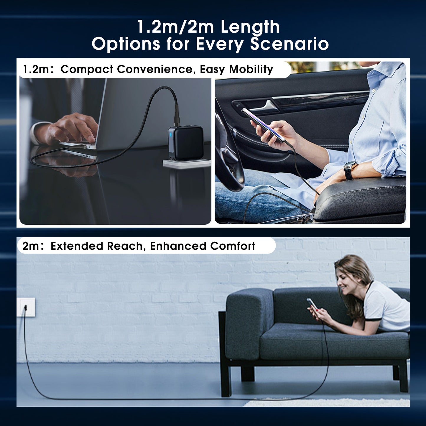 USB-C to USB-C & Sync Cable 2M (Nylon Braided)(60W)