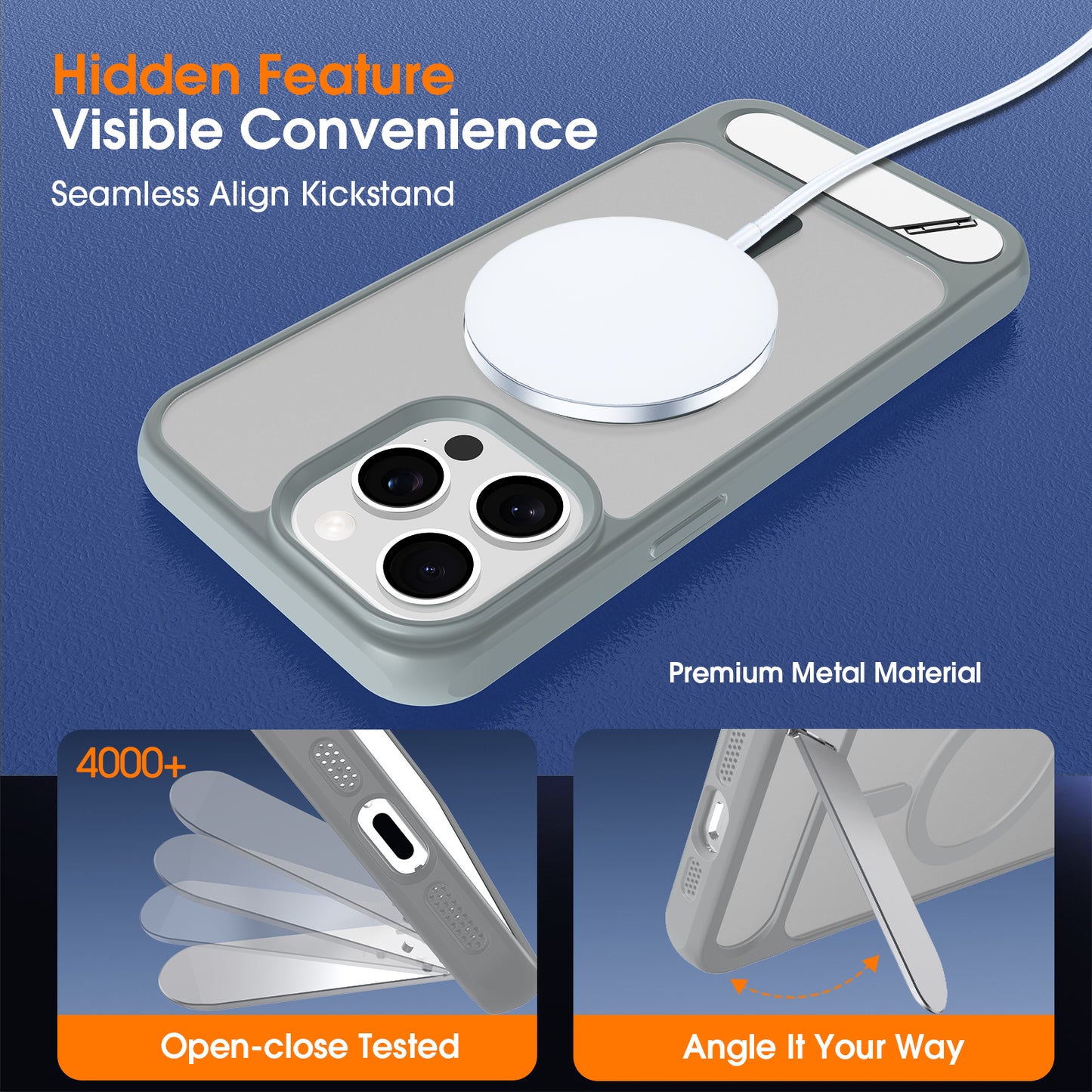 Case It IPhone 15 Pro MetalEase Metal Kickstand Soft Grip Matte Case