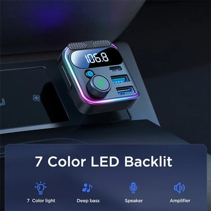 JOYROOM JR-CCB01 Bluetooth FM Transmitter 48W Car Charger with Dual Microphones & Hands-Free Calling