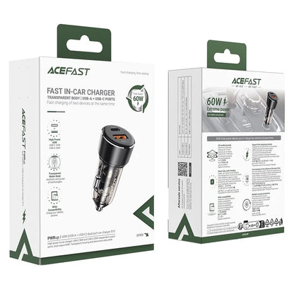 ACEFAST B12 60W USB-A + Type-C Car Charger Cigarette Lighter Fast Charging Adapter