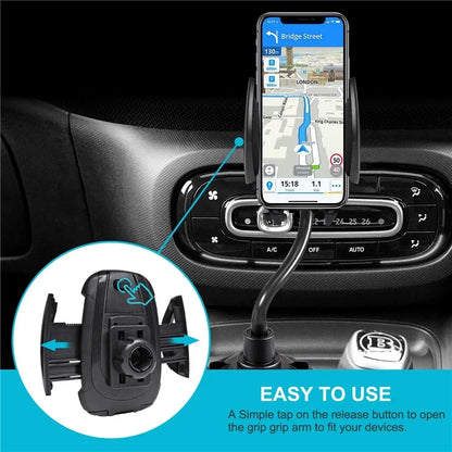 TASX A166 360° Rotation Adjustable Cup Holder Phone Mount with Removable Long Neck