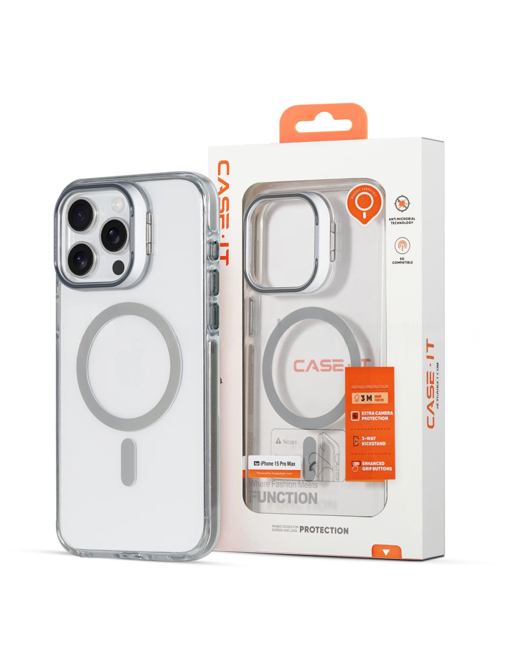 Case it IPhone 16 MagicCam Series Camera Ring Kickstand Transparent Case