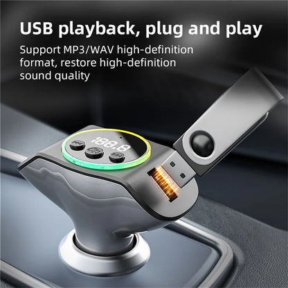 TASX C8 Dual USB Car Charger with Bluetooth 5.3 Receiver, Hands-Free Calling, and AUX Port