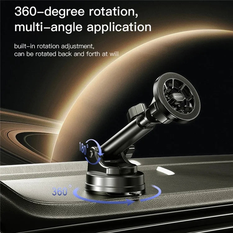 YESIDO C158 Ring-Shaped MagSafe Car Mount – Suction Cup Holder with Air Outlet Clip