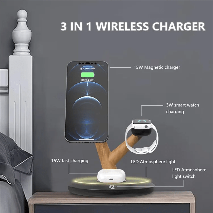 TASX TH02 Tree Branch Design 3-in-1 15W Magnetic Wireless Charger