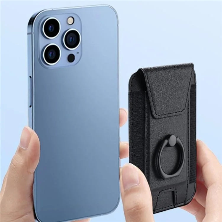 TASX MagSafe Card Holder – PU Leather Sleeve with Ring Grip & Kickstand