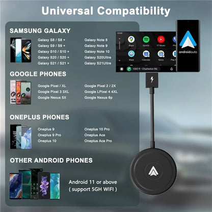 TASX THT-020-5+ Android Auto Wireless Converter, Wired to Wireless Adapter, USB/Type-C Interface Support